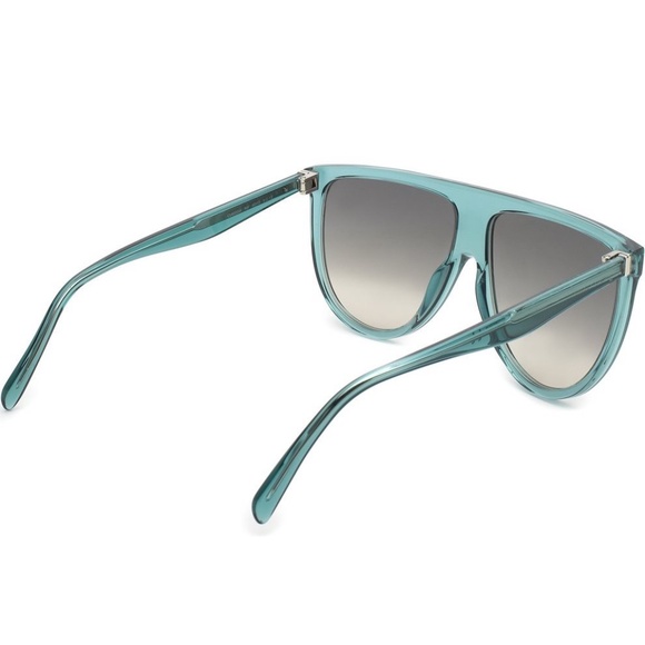 CELINE Thin Shadow Acetate Flat Top Aviator Sunglasses Turquoise Blue CL40006I - Picture 3 of 3